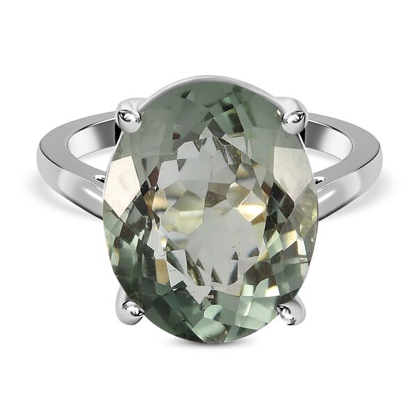 Prasiolith Ring, 925 Silber platiniert (Gr&ouml;&szlig;e 17.00) ca. 15,00 ct