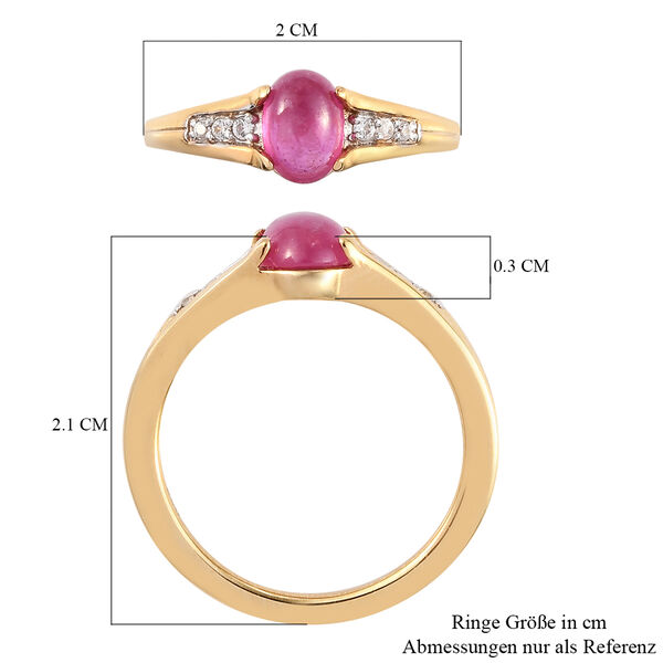 Rubin und Zirkon-Ring, Fissure gef&uuml;llt, 925 Silber vergoldet  ca. 1,32 ct image number 7