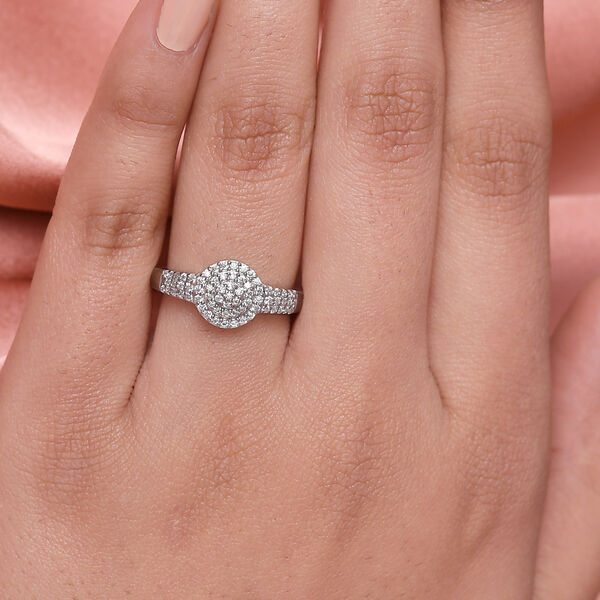 88 Facetten Moissanit Ring 925 Silber platiniert  ca. 0,61 ct image number 3