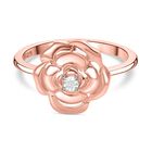 Weißer Diamant Rosendesign-Ring, 925 Silber 750 Roségold Vermei (Größe 17.00)