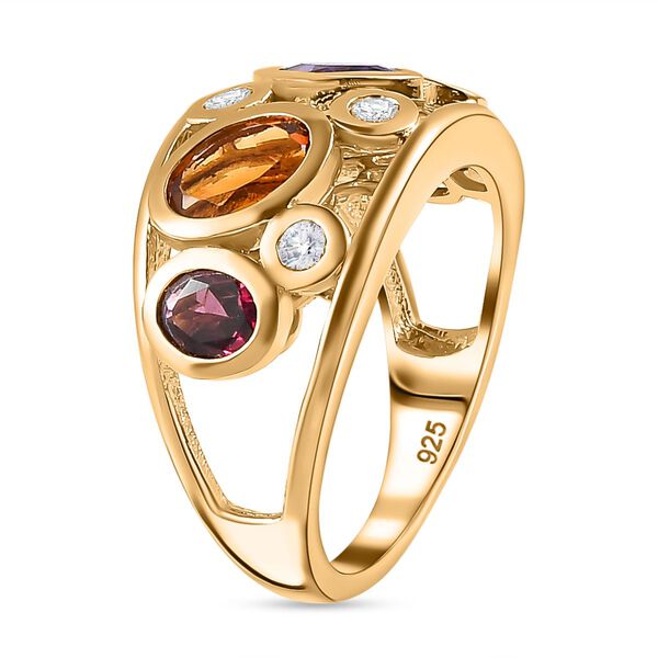 Mehrfarbiger Edelstein Fassung-Ring, 925 Silber 750 Gelbgold Vermeil (Gr&ouml;&szlig;e 21.00) ca. 2.53 ct image number 5