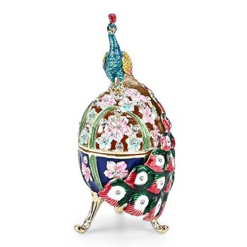 Dekorative Aufbewahrungsbox in Ei-Form mit Pfauenmotiv, 6x5,5x14cm, Mehrfarbig-rosa