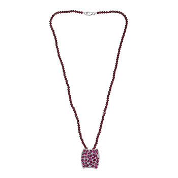 D'Joy nat&uuml;rlicher Rhodolith Granat und Zirkon Anh&auml;nger mit 50cm Kette - 51,52 ct.