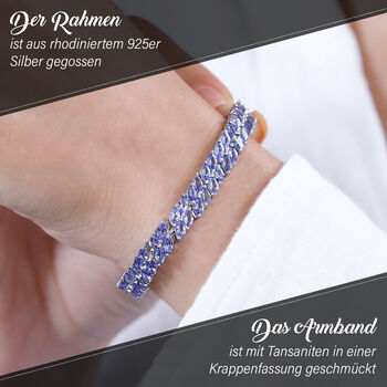 Tansanit Armband ca. 19 cm 925 Silber rhodiniert ca. 12.50 ct