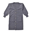 longline coatigan with bottonsMaterial: PBT26%, nylon 32%, acrylic 42%Size:50*90cmWeight:700gColor: grey