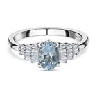 Espirito Santo Aquamarin und weißer Diamant Ring, 925 Silber platiniert, ca. 0,84 ct image number 0