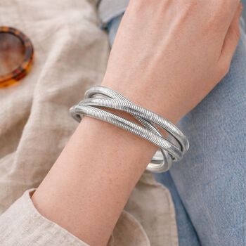 Flexibles Wickelarmband-Trio in Silberton