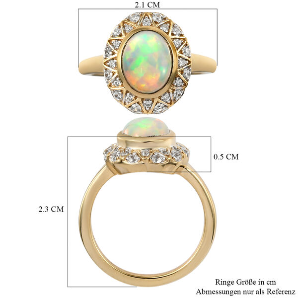 Nat&uuml;rlicher &Auml;thiopischer Opal und Zirkon Ring 925 Silber vergoldet  ca. 1,43 ct image number 7