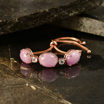 EverTrue Kunzit und wei&szlig;es Topas 19cm flexibles Armband - 35,47 ct.