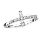 Lustro Stella - Weißer Zirkonia Kreuz-Ring, 925 Silber rhodiniert (Größe 18.00) ca. 0,18 ct