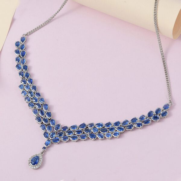 Kaschmir Kyanit Collier, ca. 45 cm, 925 Silber platiniert ca. 18.36 ct image number 3