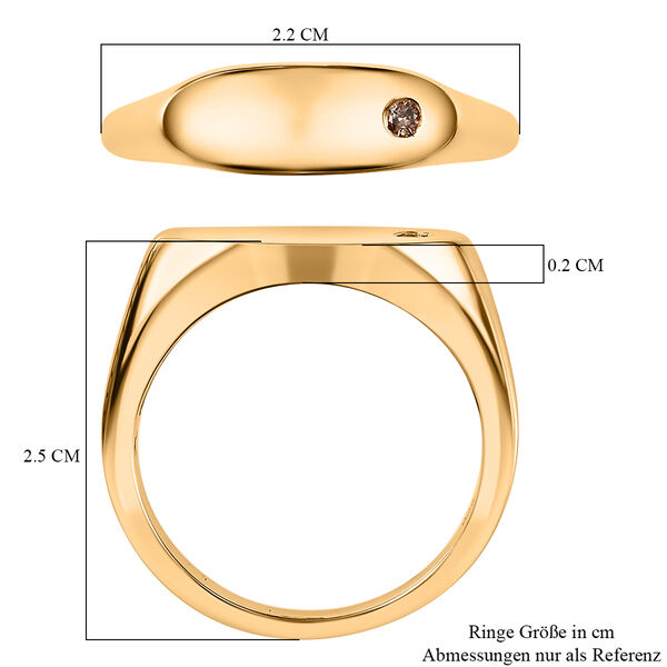 Nat&uuml;rlicher Champagner Diamant Herren Ring 925 Silber 585 Vergoldet image number 8