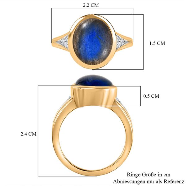 AAA Labradorit, Weißer Zirkon Ring, ca. 6,26 ct image number 8