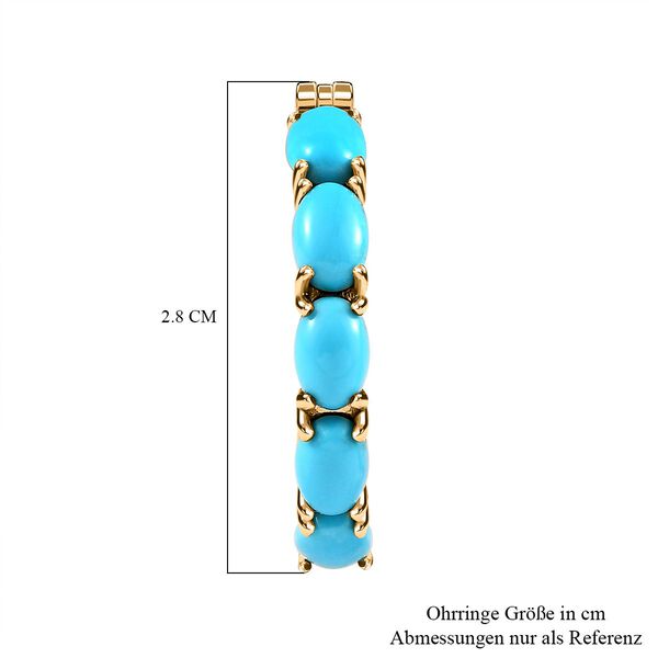 Amerikanische nat&uuml;rliche Sleeping beauty T&uuml;rkis Creolen, 925 Silber vergoldet ca. 4.25 ct image number 5