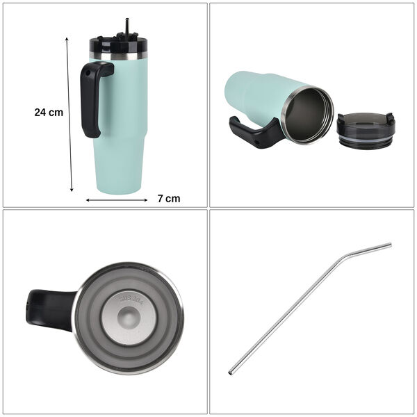 Edelstahlbecher 887 ml mit Strohhalm in T&uuml;rkis image number 5