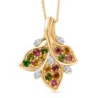 Herbszauber - Mehrfarbiger-Turmalin Anhänger mit Kette, 925 Silber 750 Gelb Vergoldet ca. 1.14 ct