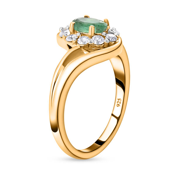 Sambischer Smaragd und weißer Zirkon-Ring - 0,92 ct. image number 5