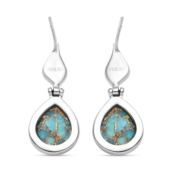 Blaues Türkis Ohrringe  Edelstahl ca. 10.39 ct image number 5