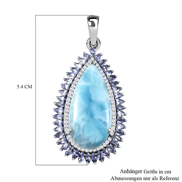 AA Larimar, Tansanit Anhänger, 925 Silber platiniert ca. 27.99 ct image number 6