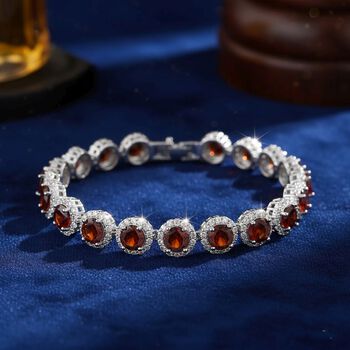 Granatrotes und wei&szlig;es Zirkonia 19cm Armband