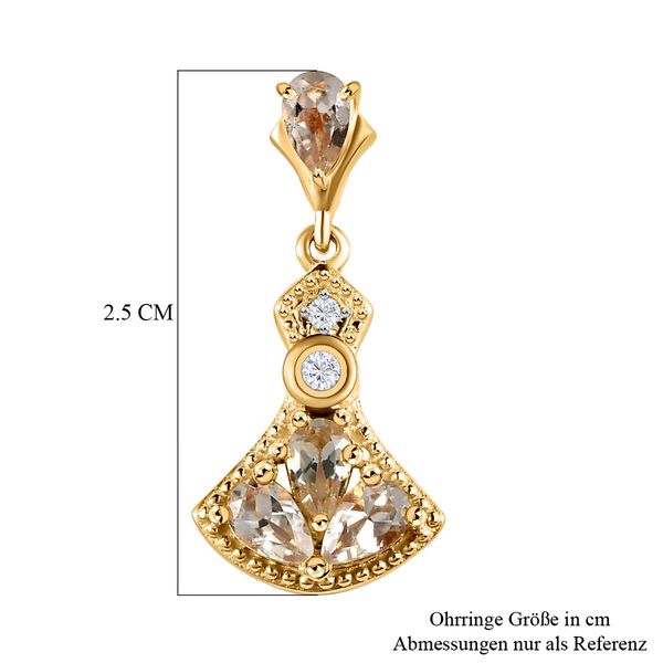 AAA Turkizit und wei&szlig;e Zirkon-Ohrringe, 925 Silber Gelbgold Vermeil ca. 1,77 ct image number 6