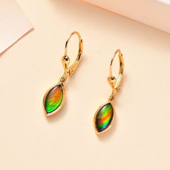 Ammolit Ohrringe 925 Silber 750 Gelbgold Vermeil ca. 2,29 ct.