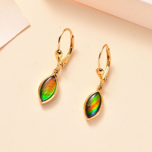 Ammolit Ohrringe 925 Silber 750 Gelbgold Vermeil ca. 2,29 ct. image number 2