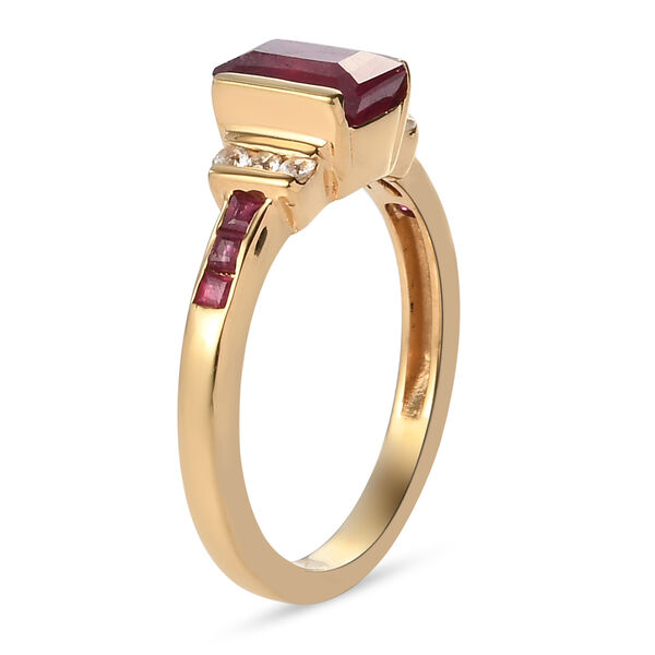 Afrikanischer Rubin (Fissure gef&uuml;llt) und Zirkon Ring 925 Silber vergoldet image number 5