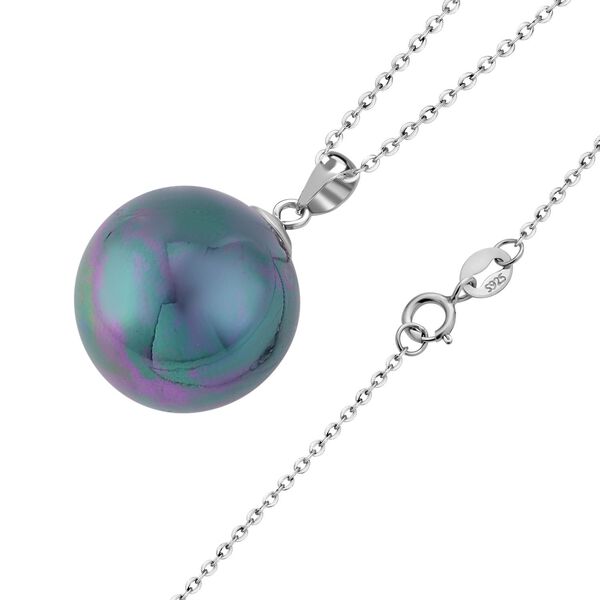 Muschelkernperle Schmuckset, Tahiti-Farbe, 925 Silber, rhodiniert, Edelstahl-Kette image number 4