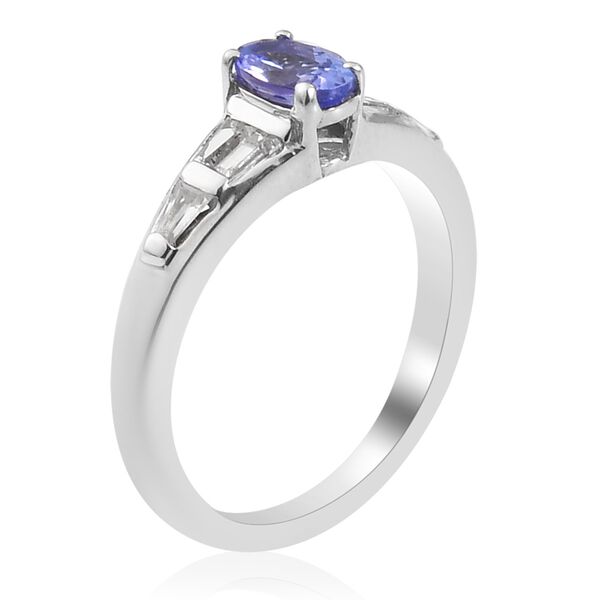 Tansanit und Zirkon Ring 925 Silber Platin-&Uuml;berzug image number 5