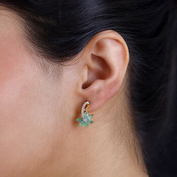 1,82 ct. Kagem sambische Smaragd und Zirkon Ohrringe