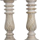 Set aus 2 antiken geschnitzten Holzkerzenhaltern mit rundem Ständer, 23cm, Altweiß image number 5