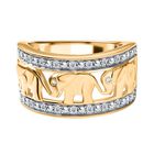 Weißer Diamant Ring 925 Silber 750 Gelbgold Vermeil (Größe 16.00) ca. 0,20 ct