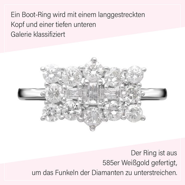 LUXORO klassischer SGL zertifizierter I1 GH Diamant-Boot-Ring in 585 Weißgold - 1 ct. image number 11