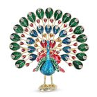 Schmuckschatulle Pfau aus Metall mit Kristallen, Blau