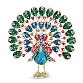 Dekorative Schmuckdose mit Pfauenmotiv, 12,5x6x13cm, Blau