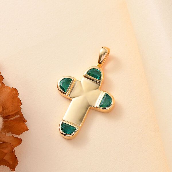 Smaragd Triplett Quarz Kreuz  Anh&auml;nger - 2,28 ct. image number 2