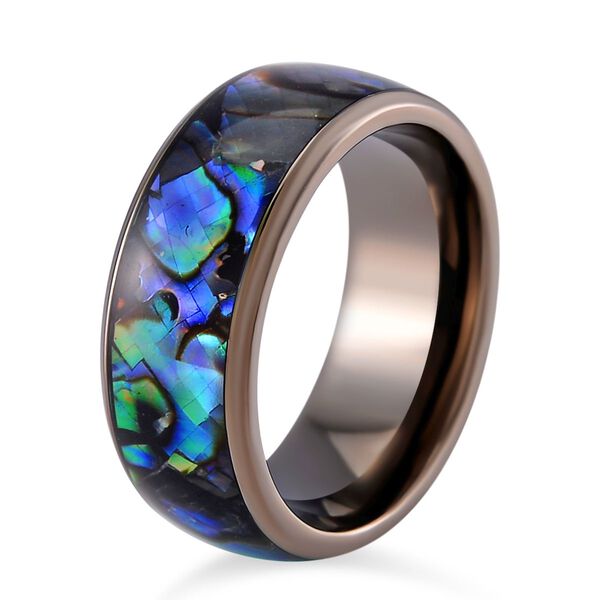 Abalone Muschel Ring Reiner Edelstahl, Schwarz-Plattierung (Gr&ouml;&szlig;e 21.00) image number 5