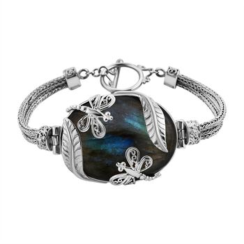 Sajen Silber - Labradorit Armband ca. 18.5 cm, 925 Silber ca. 77.17 ct