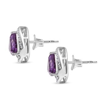 AAA Lab Grown Farbwechsel-Saphir, Lab Grown Diamant Ohrringe 417 Gold ca. 3.66 ct