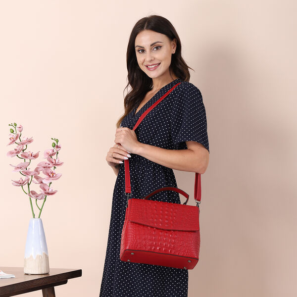 Echtleder Schultertasche mit Kroko Pr&auml;gung image number 3