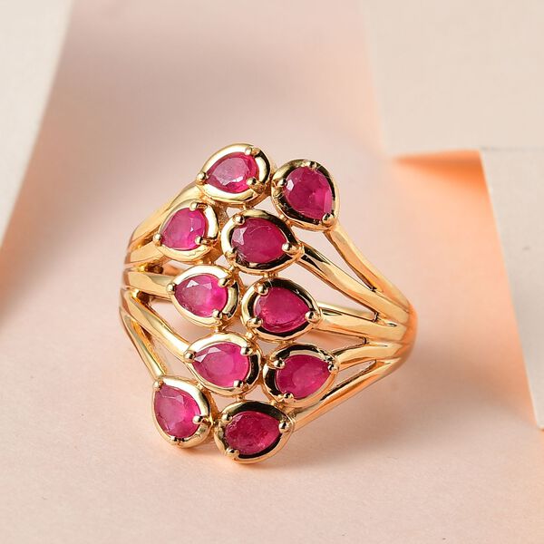 Afrikanischer Rubin (Fissure gefüllt) Ring, 925 Silber vergoldet (Größe 16.00) ca. 2.20 ct image number 2