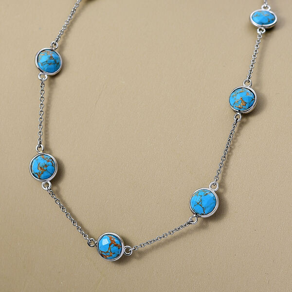 Blaue Türkis 50cm Halskette - 22,55 ct. image number 1