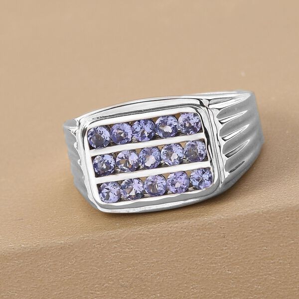 Tansanit-Ring, 925 Silber platiniert  ca. 1,28 ct image number 2