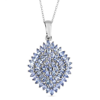 Tansanit-Anh&auml;nger mit Kette, 925 Silber platiniert ca. 4.48 ct