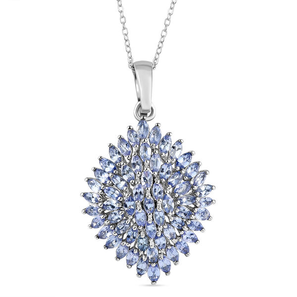 Tansanit-Anh&auml;nger mit Kette, 925 Silber platiniert ca. 4.48 ct