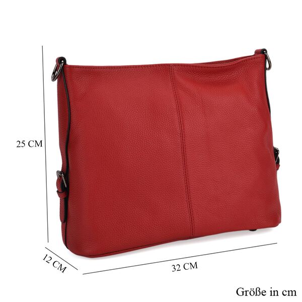 Crossbody Tasche mit 3 Tragevarianten, Echtleder, 32x12x25cm, Riemen 130cm, Rot image number 10