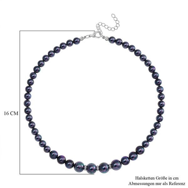 Pfauenfarbene Muschelkernperlen und wei&szlig;e Kristall, 45+5 cm image number 6