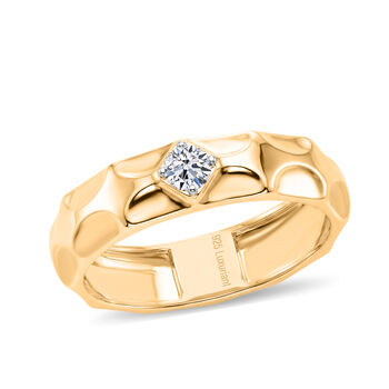 LUXURIANT SI-GH Labor Diamant Ring, 925 Silber 750 Gelbgold Vermeil - 0,15 ct.