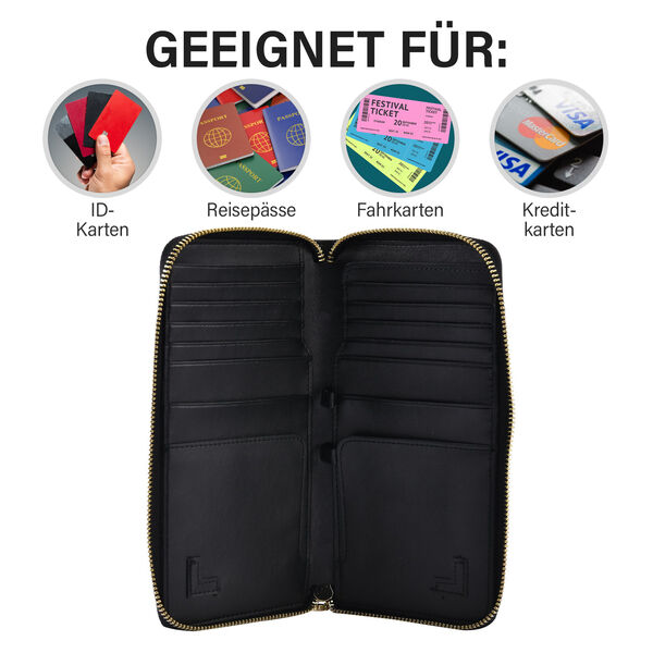 Sencillez Dokumenten Etui aus Echtleder, schwarz image number 4